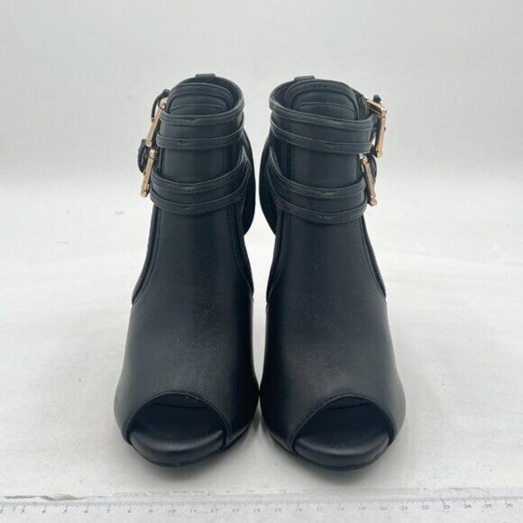 XYD Women Peep Toe Ankle Bootie High Heels Buckled Double Straps Cutout Fashion - Picture 3 of 8